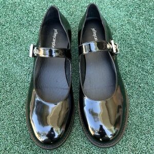 New Jeffrey Campbell Lavigne Mary Jane Flat Patent Leather Oxford Black 10